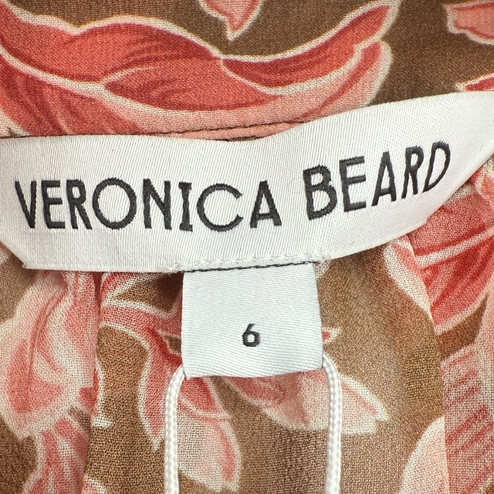 NWOT Veronica Beard Ashlynn Silk Floral Blouse Top Deep Ochre Multi Size 6 - Picture 3 of 16